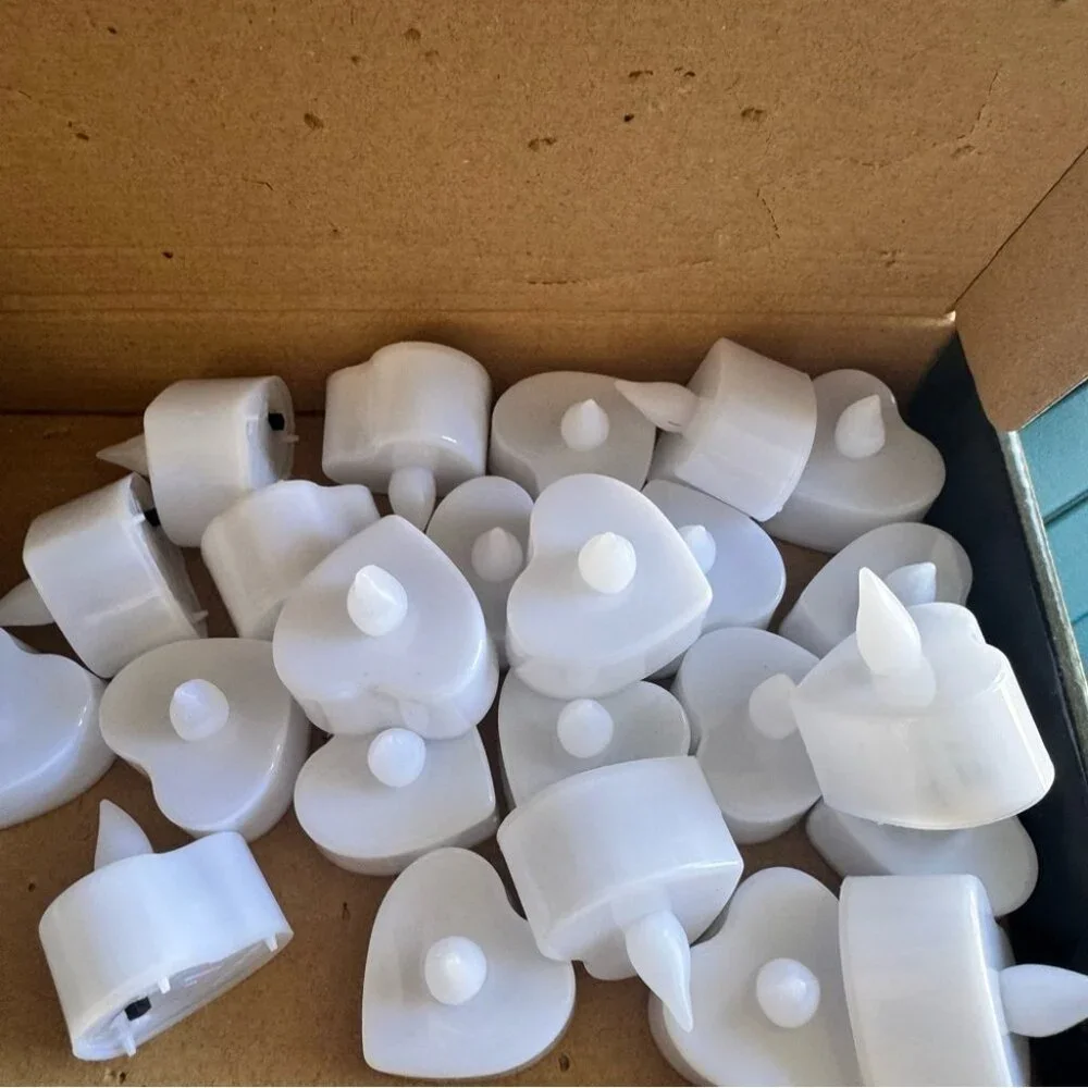 3 boxes LED lights hearts Plastic Swinging Candle Set battery switch on bottom
